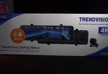 TrendVision CarPlay Mirror: зеркало-видеорегистратор 2К с CarPlay, Android Auto и FM Transmitter